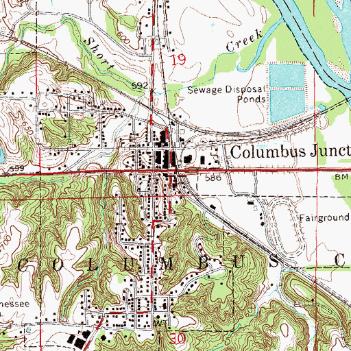 Topographic Map of Columbus Junction, IA