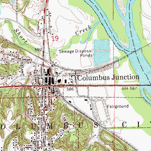 Topographic Map of Columbus Junction Fire and Rescue Department, IA