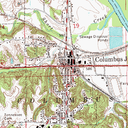 Topographic Map of Columbus Junction Police Department, IA