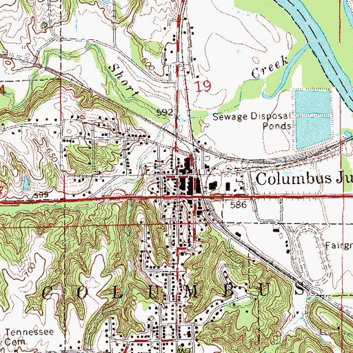 Topographic Map of Columbus Junction City Hall, IA