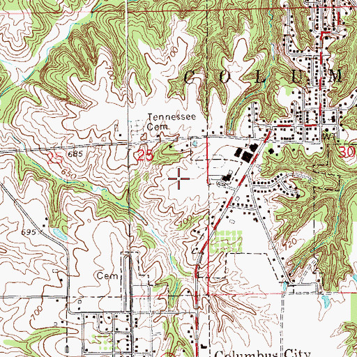 Topographic Map of Roundy Elementary School, IA