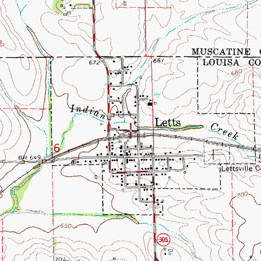 Topographic Map of Letts, IA
