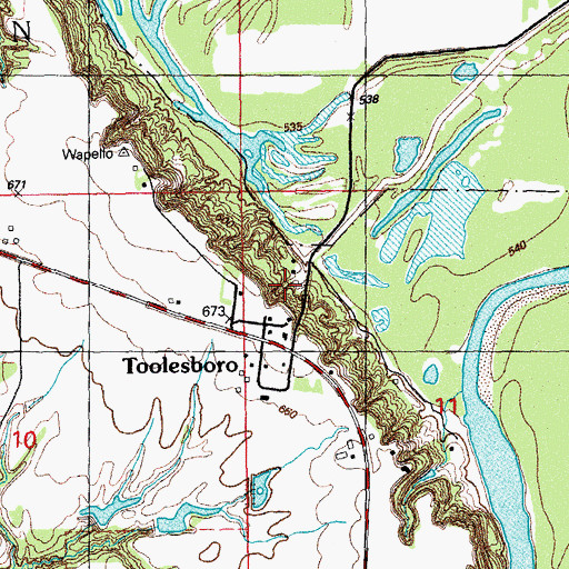 Topographic Map of Toolesboro Mounds State Preserve, IA