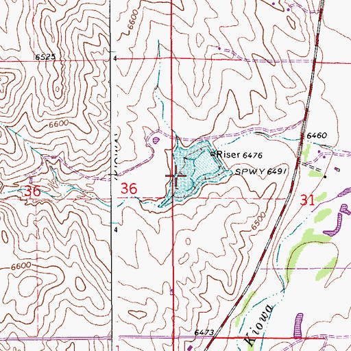 Topographic Map of Kiowa Creek Watershed 2-B-10 Dam, CO
