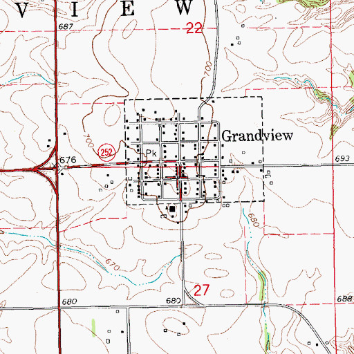 Topographic Map of Grandview Post Office, IA