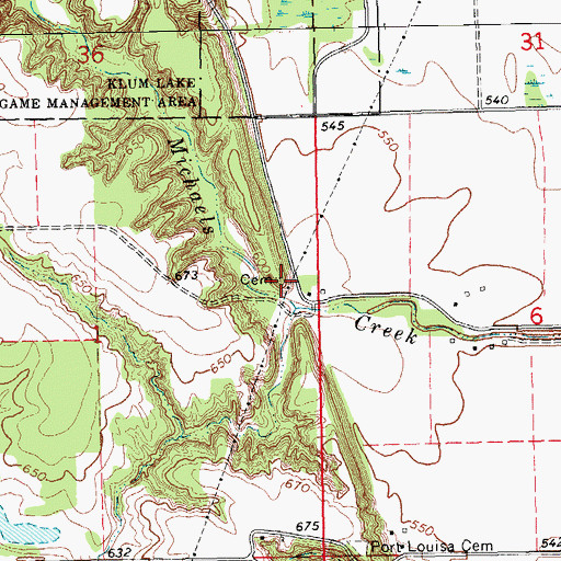 Topographic Map of Wilson Farm Cemetery, IA