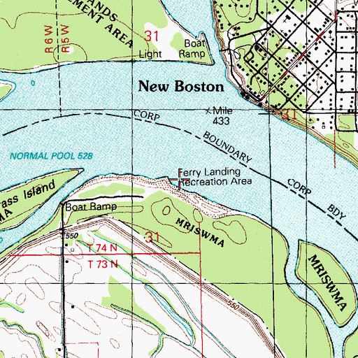 Topographic Map of Ferry Landing Recreation Area, IA