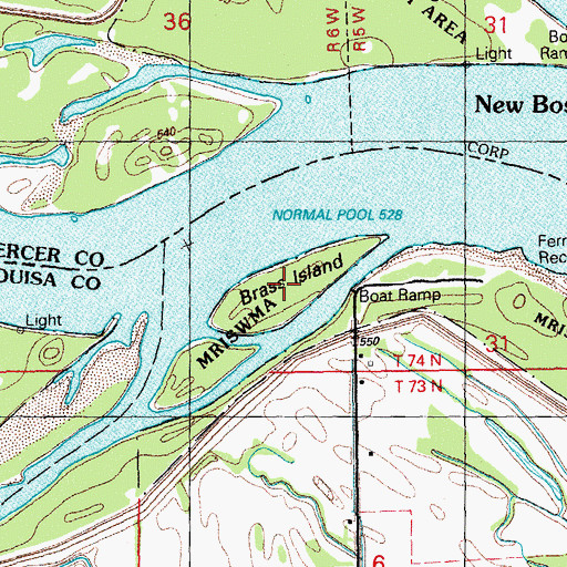 Topographic Map of Brass Island, IA