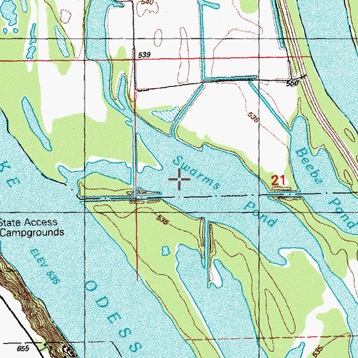 Topographic Map of Swarms Pond, IA