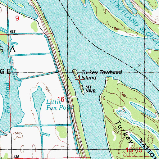 Topographic Map of Turkey Towhead Island, IA