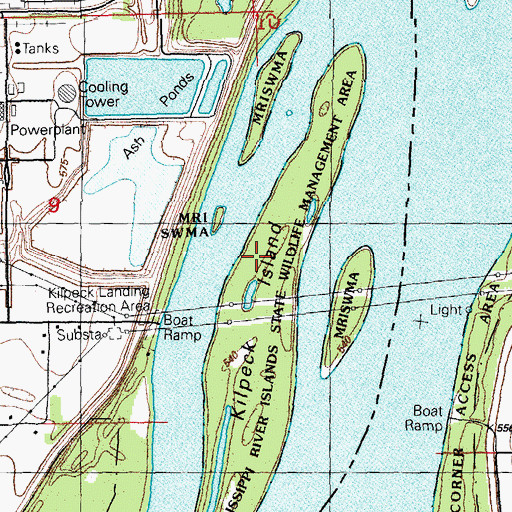 Topographic Map of Mississippi River Islands State Wildlife Management Area, IA