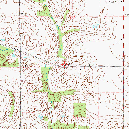 Topographic Map of Sweet Cemetery, IA