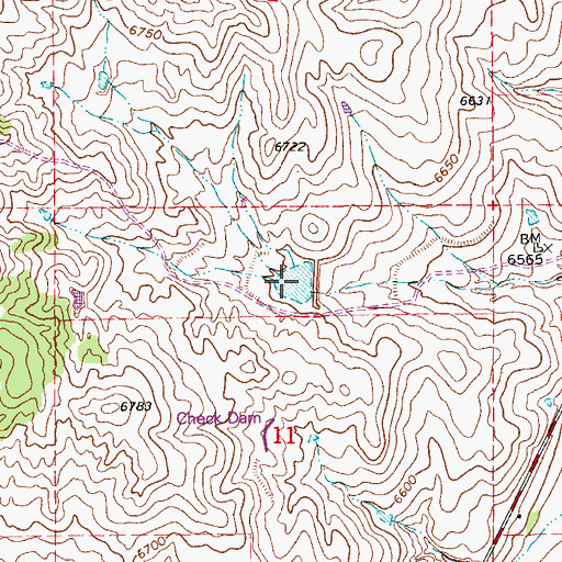 Topographic Map of Kiowa Creek Watershed 2-D-20 Reservoir, CO