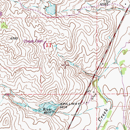 Topographic Map of Kiowa Creek Watershed 2-E-10 Dam, CO