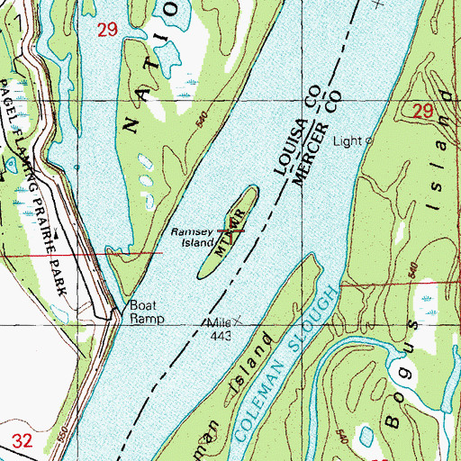 Topographic Map of Ramsey Island, IA