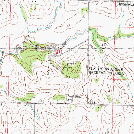 Topographic Map of Elk Horn Creek Recreation Area, IA