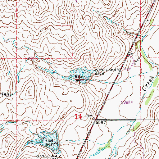 Topographic Map of Kiowa Creek Watershed 2-F-20 Dam, CO