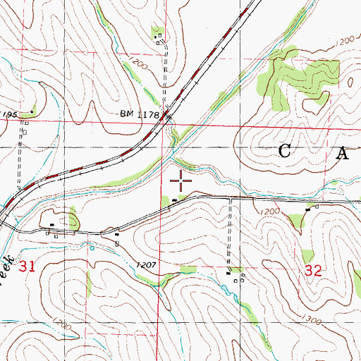 Topographic Map of Sampson Post Office (historical), IA