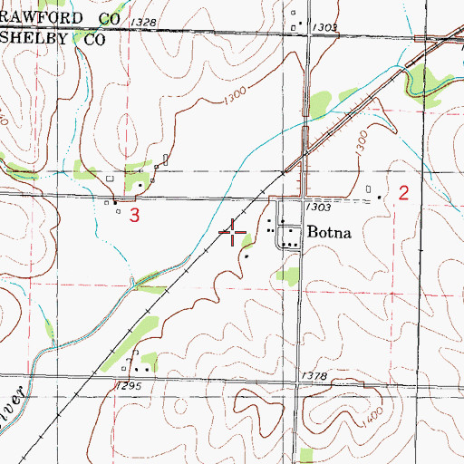 Topographic Map of Botna (historical), IA