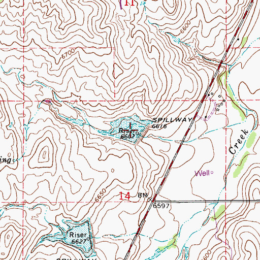 Topographic Map of Kiowa Creek Watershed 2-F-20 Reservoir, CO