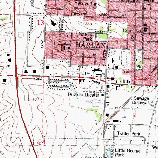Topographic Map of First Baptist Church, IA