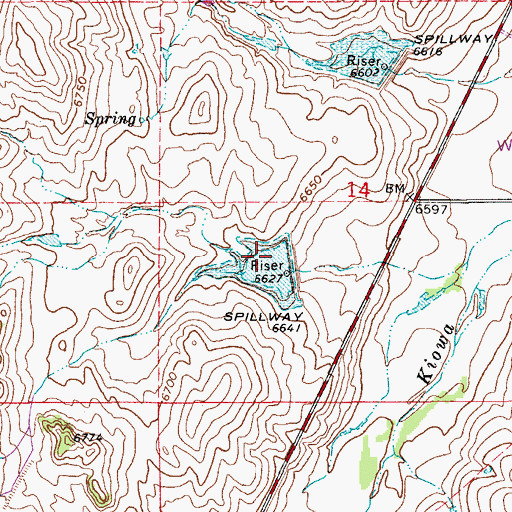 Topographic Map of Kiowa Creek Watershed 2-G-10 Dam, CO