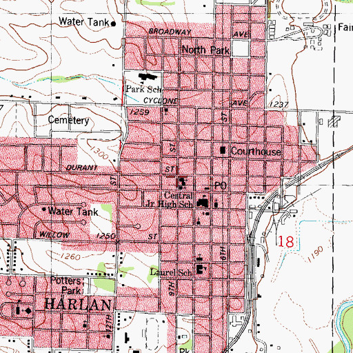 Topographic Map of First United Methodist Church, IA