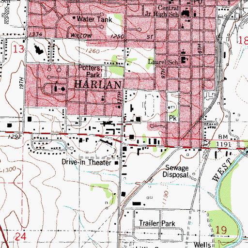 Topographic Map of Harlan Vision Clinic, IA