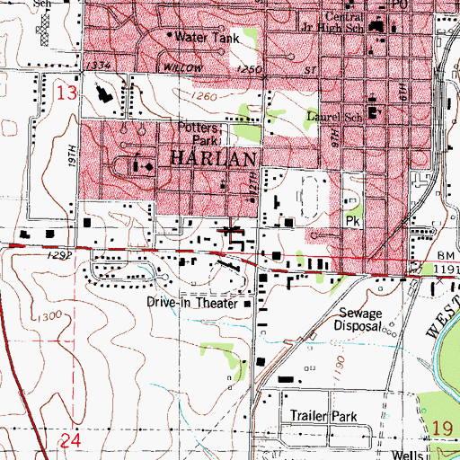 Topographic Map of Myrtue Medical Center, IA