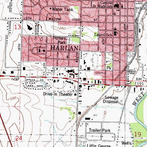 Topographic Map of Midwest Eye Care Center, IA