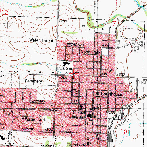 Topographic Map of Harlan Fire Department, IA