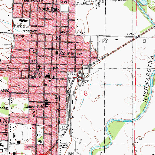 Topographic Map of Harlan Elevator, IA
