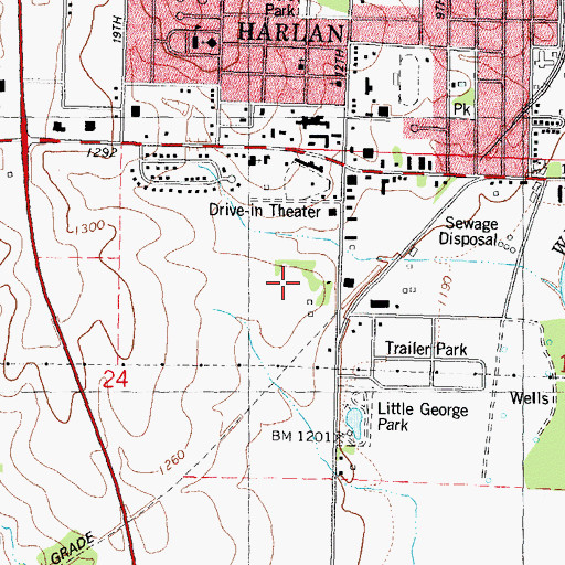 Topographic Map of Harlan Golf and Country Club, IA
