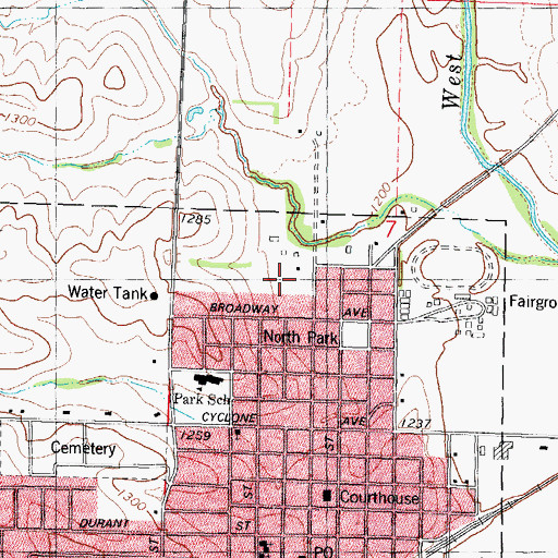 Topographic Map of Harlan Trailer Court, IA