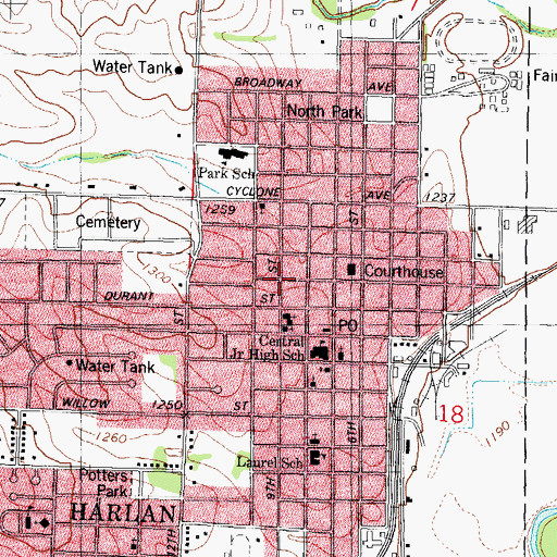Topographic Map of Shelby County Sheriffs Department, IA