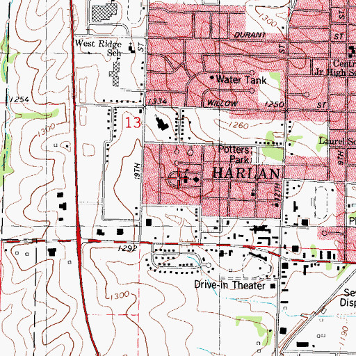 Topographic Map of Shelby County Catholic School, IA