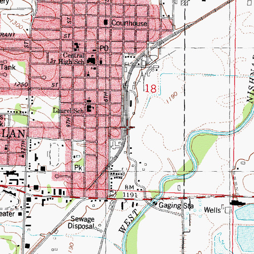 Topographic Map of Harlan (historical), IA