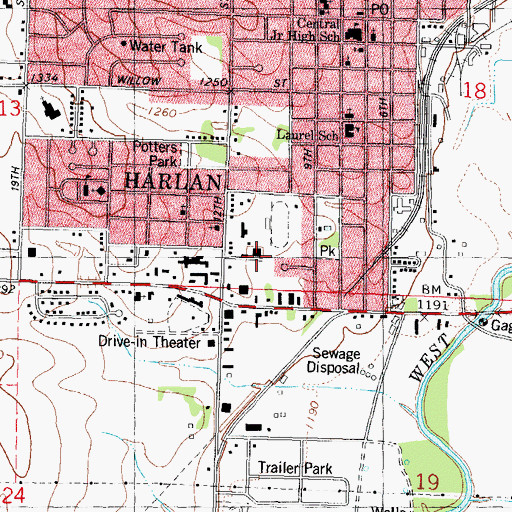 Topographic Map of Vet's Memorial Auditorium, IA