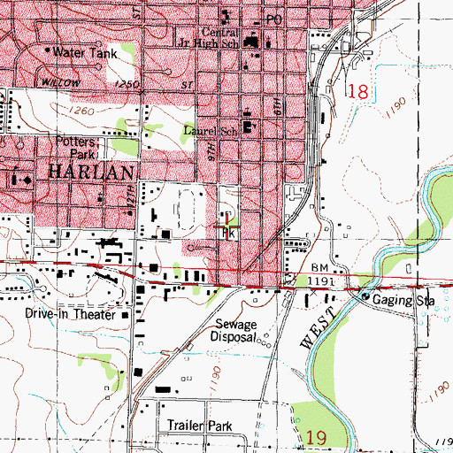 Topographic Map of JayCee Park, IA