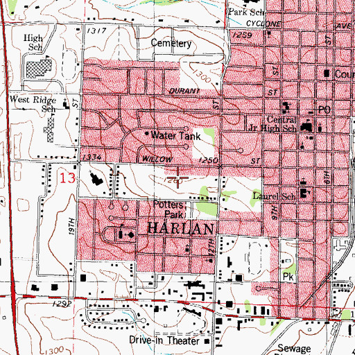 Topographic Map of Pioneer Park, IA