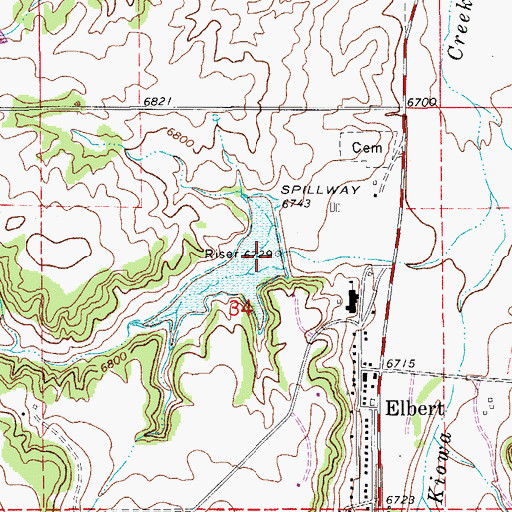 Topographic Map of Kiowa Creek Watershed 2-K-10 Reservoir, CO