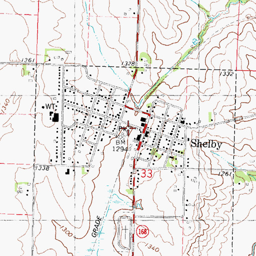 Topographic Map of Shelby Fire and Rescue, IA