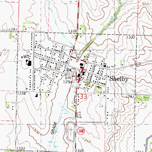 Topographic Map of Shelby (historical), IA