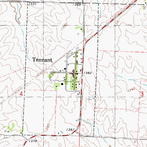 Topographic Map of Tennant Methodist Church, IA