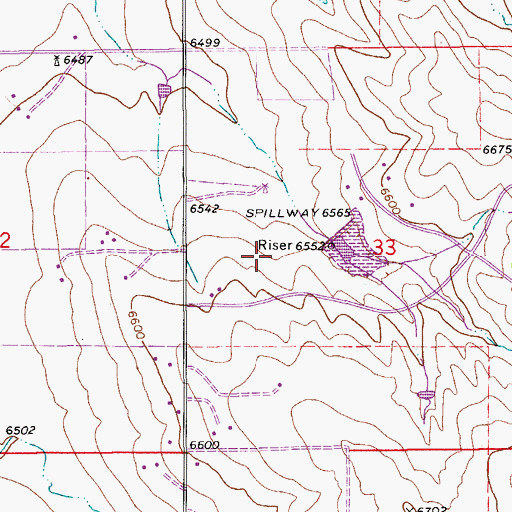 Topographic Map of Kiowa Creek Watershed 3-A-50 Dam, CO