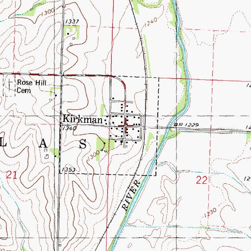 Topographic Map of Kirkman United Methodist Church, IA
