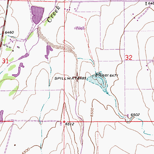 Topographic Map of Kiowa Creek Watershed 3-B-10 Dam, CO