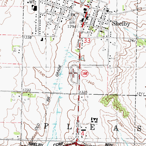 Topographic Map of Shelby Township Cemetery, IA