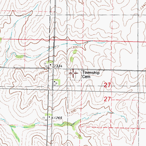 Topographic Map of Cass Township Cemetery, IA