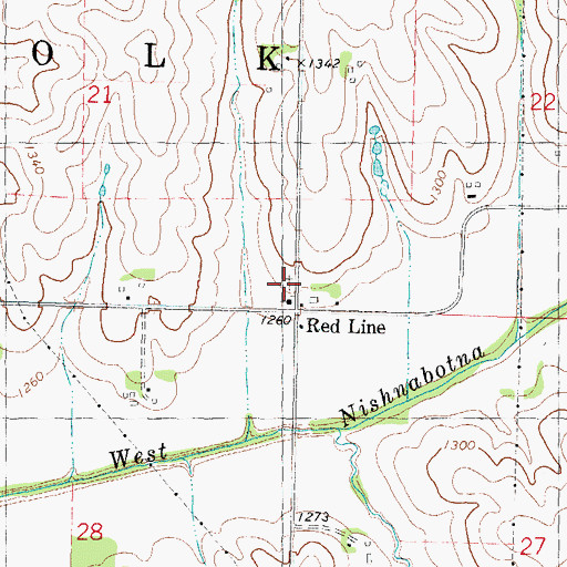 Topographic Map of Red Line Cemetery, IA